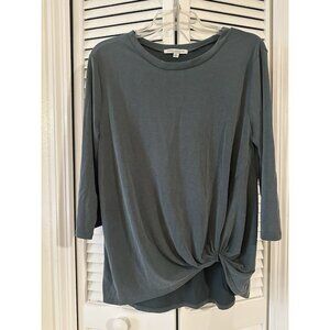 Green Envelope LA Womens Green Tie Front Top Size M Soft Stretchy Casual Blouse